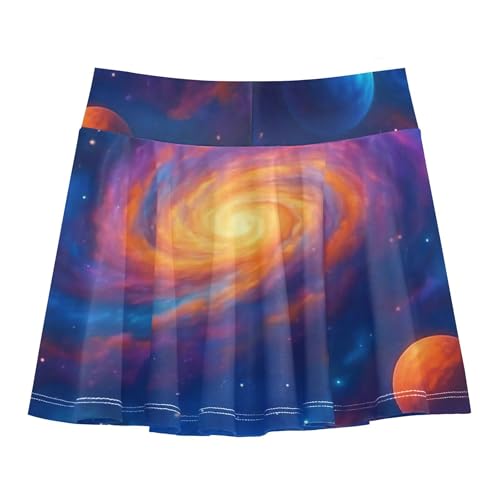 Joisal Vivid Cosmic Scene Colorful Planets Girls' Shorts Athletic Skorts Tennis Skirts for Kids Personalized Girl Skort 3t2