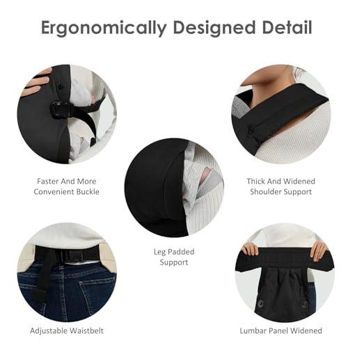 MISSWISDOM Baby Carrier Newborn to Toddler, Adjustable Toddler Carrier, Baby Holder Carrier, Kangaroo Infant Carriers with Widen Shoulder Straps, Black