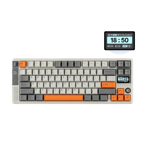 EPOMAKER RT85 bezprzewodowa klawiatura mechaniczna z joystickiem i ekranem DIY, 8000 mAh, BT/USB/2,4 GHz, Gasket, Hot-Swap, nasadka na klawisze PBT, klawiatura gamingowa 75% (retro, biała, Wisteria