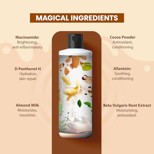 Image of Bath&Bathe Choconut Cookie Body Wash - Chocolate & Almond Milk | Sulfate-Free, Paraben-Free Body Cleanser | Hydrating & Brightening for Soft, Glowing Skin 250 ml