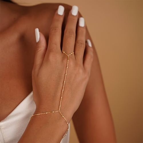 Hand Chain Gold Bracelets for Women Trendy Stuff Ring Bracelet Hand Chain Dainty Chain Bracelet Christms Birthday Hand Jewelry Gifts2