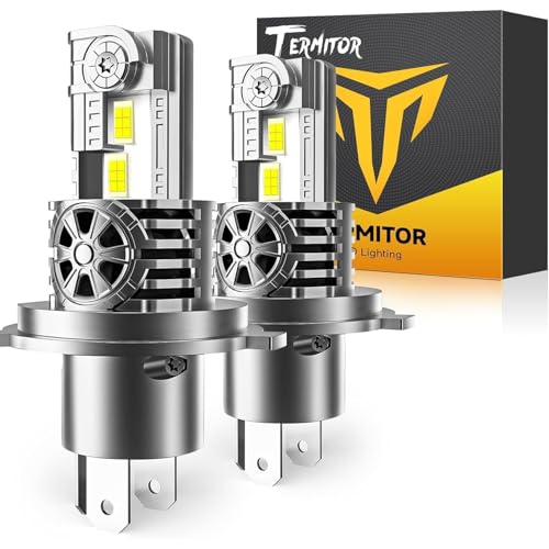 Termitor Upgraded H4/9003/HB2 Bulbs, 50,000LM 10X Super Bright, 1:1 Mini Size 6500K Cool White IP68 Waterproof Automotive Replacement H4 9003 Fog Lights, Quick Installation, Pack of 2