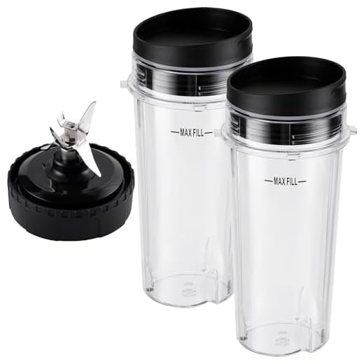 Equust 5-piece Ninja Blender Cups Replacement Single Serve 16oz Cups with Sip & Seal Lids, 6 Fins Extractor Blade Compatible with Nurti Ninja Blenders Pro BL660 BL663 BL663CO BL665Q BL740 BL770