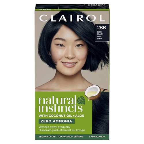 Image of Clairol Natural Instincts Demi-Permanent Hair Dye, 2BB Blue Black | Ammonia‑Free, Vegan Hair Color with Coconut Oil & Aloe Vera | Pack of 1