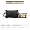 FORRICA Portefeuille Femmes Téléphone Sac à Bandoulièr Cuir Véritable Petit Bandoulière Pochette Dames Elegant Glissière Porte Monnaie Noir #5