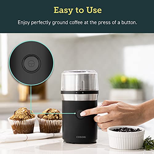Cosori Electric Coffee Grinders For Spices, Seeds, Herbs, And Coffee Beans, Spice Blender And Espresso Grinder, Wet And Dry Grinder, Included 2 Removable Stainless Steel Bowls, Black #TOP6
