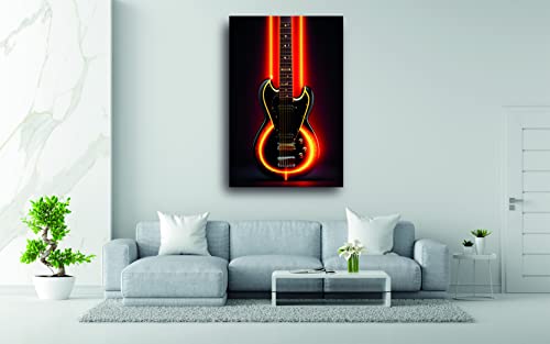 Tableau guitare électrique sur toile 40x60cm pour décoration murale de salon