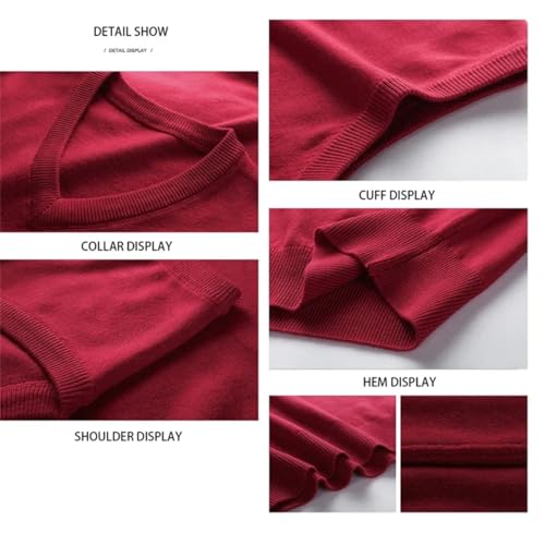 Dcvmvmn Mens Sweater Vest Sleeveless Solid Color Fashion Autumn Winter V-Neck Collar Slim Fit Soft Sweater2