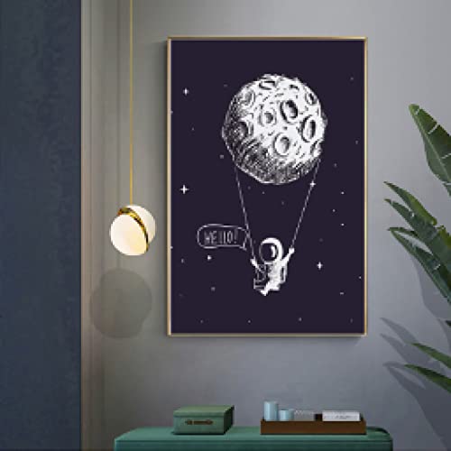 Toile peinture abstrait moderne astronaute pour mur sans vie - 4