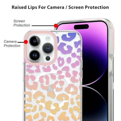 Coque compatible MagSafe iPhone 14 Pro Max léopard antichoc avec verre - 2