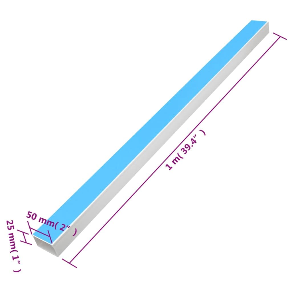 Kabelkanal selbstklebend 30 m Set, 30 x 1 m PVC Kabelabdeckung, 50x25 mm Kabelmanagement für Wand, Büro und Zuhause, Weiß