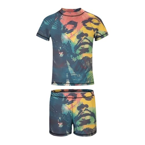 Rasta Tie DyeChildren's Casual Swimsuit Set - Simple and Versatile6-7Y（110cm）2