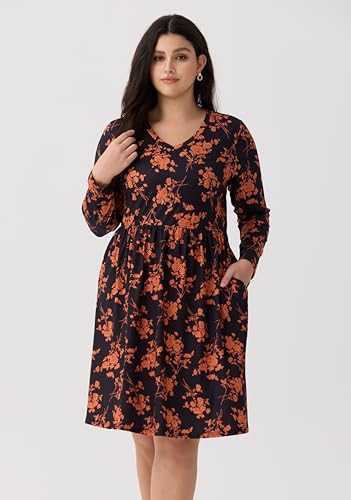 Image of RITERA Plus Size Dresses for Curvy Women Summer Spring Womens Dress V Neck Short Sleeve Casual Dress with Pockets XL-5XL