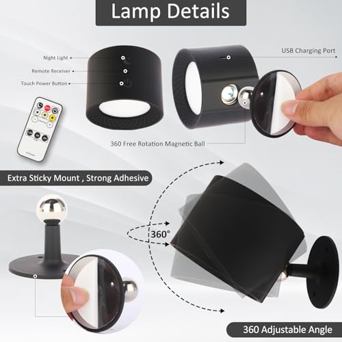 Lámpara de pared LED recargable para iluminar dormitorios y escaleras 5