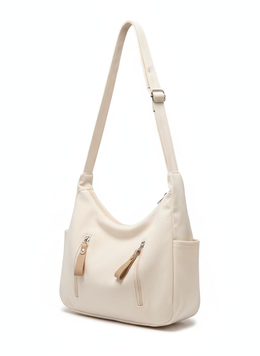 haveglam Trendy Canvas Tote Shoulder Bag for Women | Adjustable Strap Handbag | Stylish Daily Use Hobo Bag for Girls with Multi Pockets-picture-10