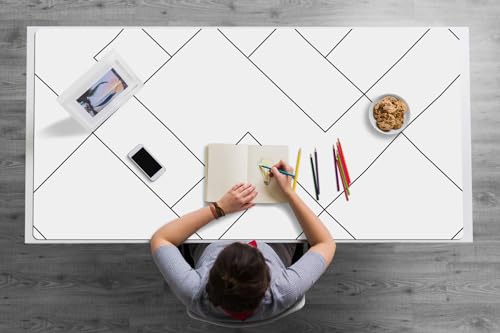 Tapis de bureau 120x60 cm pour l'espace de travail à la maison style épuré lignes et carrés