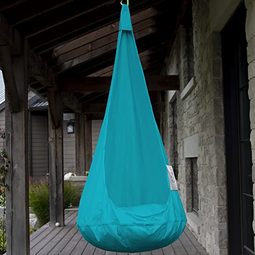 Image of Vivere Cacoon Saucer for Kids - Durable Polyester Fabric, Anodized Aluminum Ring, Built-in Cushion, Easy Setup & Storage - Comfortable Hanging Pod for Children 10 & Under (Candy Floss)