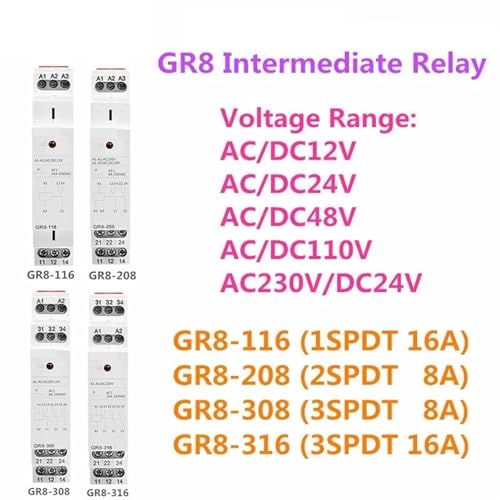 Relé electrónico GR8 con 1 SPDT y capacidad de 16A para control automatizado de voltaje 2