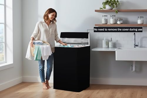 Image of Wings Star Waterproof Top Load Fully Automatic Washing Machine Cover for 8 Kg, 8.5 Kg, 9 Kg, 9.5 Kg (Black) - 63 x 63 x 93 cms