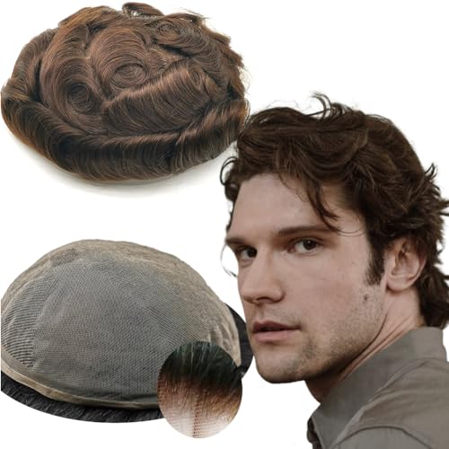 YANAHAIR Toupee for Men, Real Human Hair Replacement System, Fine French Lace Hairpiece, Customizable Hair Units