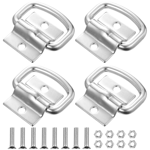 SANDUNKEJI 4 PcsAnneaux d'Arrimage en D, Anneaux Arrimage, Remorque d'Anneau en D Crochet de Fixation, Anneaux de Montage en D pour Voitures, remorques, camions, Motos, Bateaux Kayaks Accessoires
