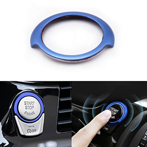 x xotic tech Aluminum Keyless Engine Start Stop Ignition Power Push Switch Button Cap Ring Trim Sticker Compatible with BMW 5 Series G30 2017 2018 2019 2020 2021 2022 2023 2024, Blue