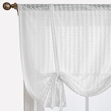 Sheer Tie Up Curtain for Small Window Lace Rod Pocket Balloon Curtains for Bathroom Jacquard French Style Roman Curtains White 39 x 47 Inch