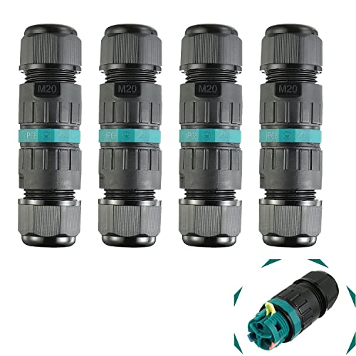 SIGANDG Connecteur Électrique Étanches IP68 3 pôles Connecteur de câble diamètre de câble 5-12mm (4 pcs) Cover