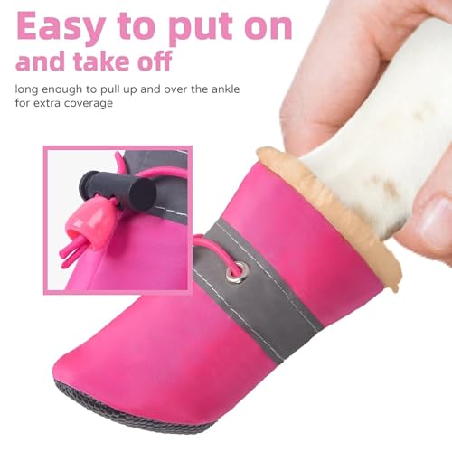 Hundeschuhe Winter,4 Stück Stiefel für Hunde,Schneestiefel Hunde,Geeignet für Kleine Und Mittelgroße Hunde, Rutschfest Und Warm, für Outdoor-Aktivitäten Geeignet, Waschbar (S, Rosa)