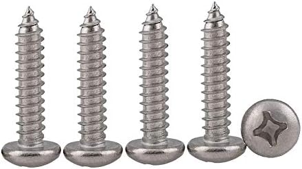Drenky 100 Pcs Phillips Pan Head Screws 304 Stainless Steel Self-Tapping Screws Self-drilling Wood Screws Standard Cross Groove Full Thread Woodworking Fastener M3 X 12