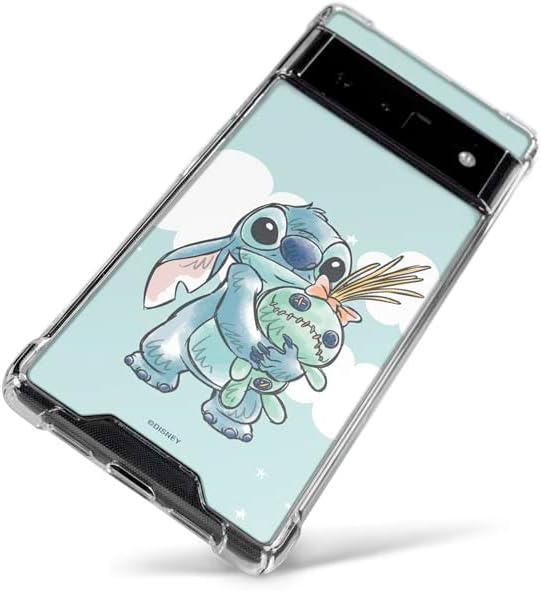 Skinit Clear Phone Case Compatible with Google Pixel 6 - Officially Licensed Disney Lilo and Stitch Stitch and Scrump Design