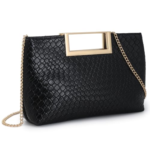Image of Women's Straw Raffia Clutch Purse, Top Handle Woven Handbag with Crossbody Strap, Summer Beach Shoulder Bag