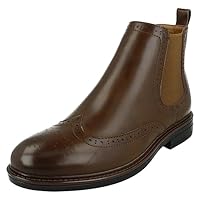 Mens Thomas Blunt Low Heel Brogue Boots A3085 - Brown Synthetic - UK Size 9 - EU Size 43 - US Size 10