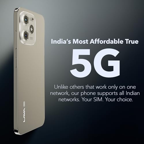 Image of Lava Bold N1 5G (Champagne Gold, 4GB RAM, 128GB Storage) |Bigger 6.75 inch HD+ Notch Display | Octacore 5G Processor | 13 MP AI Camera |5000 mAh Battery| IP54 Rated Dust & Water Splash Proof