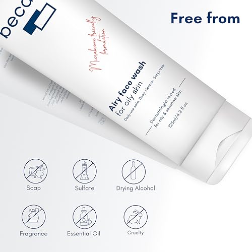 Image of Becalm Daily Salicylic Acid Face Wash for Oily & Acne Prone Skin | Airy face wash for Men & Women | Soap & Sulphate free | Microbiome friendly | With Quaternium - 73 & Prebiotic | No fragrance(125 ml)