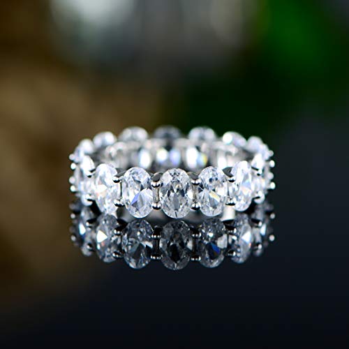 Barzel 18k White Gold/Rose Gold & Gold Plated Eternity Oval Cut Cubic Zirconia Eternity Ring Band4