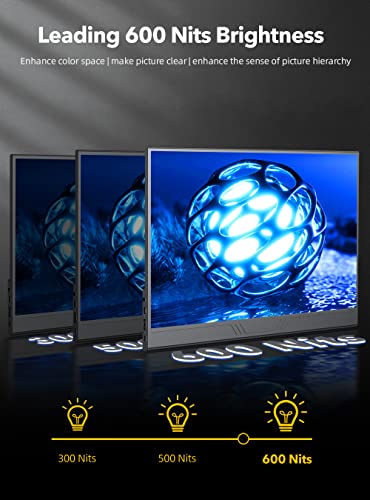 undefined UPERFECT True 4K Portable Monitor, 600 Nits Brightness 100% AdobeRGB, Unique Arch Metal Frame, 15.6'' UHD IPS 3840x2160 USB C Monitor, HDR FreeSync Dual Speakers Type-C HDMI OTG w/Smart Case の商品画像 3