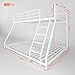 AnwickNomo Heavy Duty Steel Twin Over Full Bunk Bed, Bunk Beds for Kids Adults Teens Bunk Bed with Stairs & Flat Rungs, Metal Slat Support, No Box Spring Needed (White)