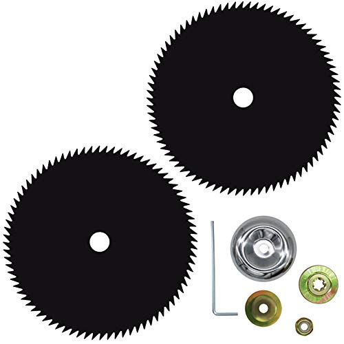 Cokacot 10''x80T Brush Blades, Weed Eater Saw Blade with 2 Carbon Steel Round Blades, and Universal Adapter Kit for Brush Cutter, String Trimmer, and Weed Eater