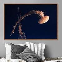 Framed Canvas Wall Art Jellyfish Floating Colorful Fish Group Marine Life Multicolor Nautical Photography Realism Ultra - 16x24 inches