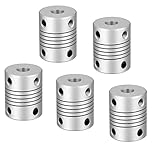 RANIT 5Pcs Aluminum Alloy Shaft Coupling Flexible Coupler Motor Connector Joint (6mm to 10mm,L25xD19)