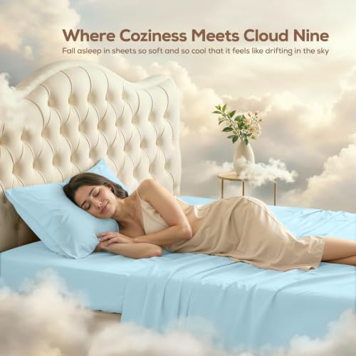Image of Utopia Bedding Twin Sheet Set - 3 Piece Bed Sheets for Twin Size Bed, Soft and Breathable Microfiber, Includes 1 Fitted Sheet, 1 Flat Sheet and 1 Pillowcase - Oeko Tex (Ice Blue)