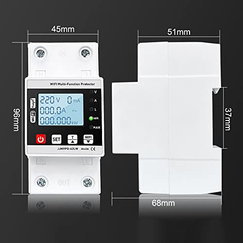 KKcare Tuya WiFi Inteligente Religamento Protetor Monitoramento de Tensão Atual Disjuntor Interrupto