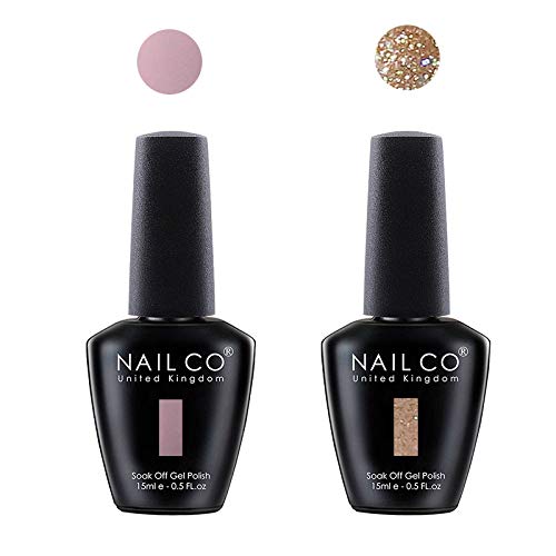 NAILCO Gel Nail Polish Set -Gold Nude Colors Series - Popular White Nail Art Colors UV LED Soak Off Nail Gel Manicure Kit