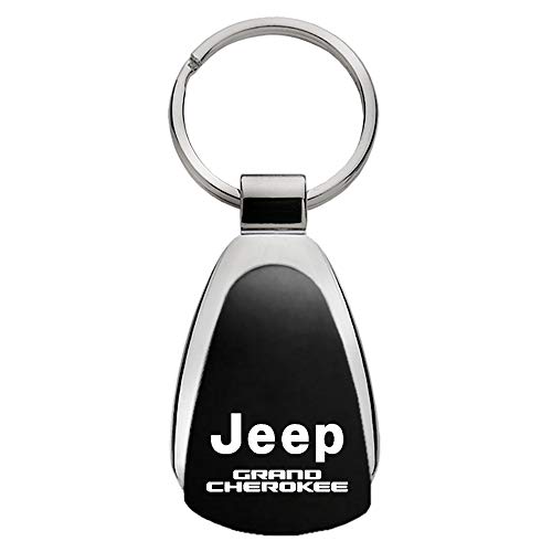 Jeep Grand Cherokee Black Teardrop Key Fob Authentic Logo Key Chain Key Ring Keychain Lanyard