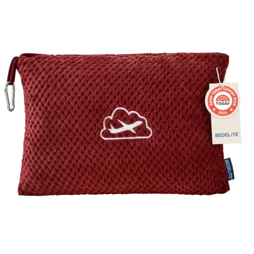 BEDELITE Travel Blanket with Bag, Jacquard Fleece Blanket 65"x40", Burgundy