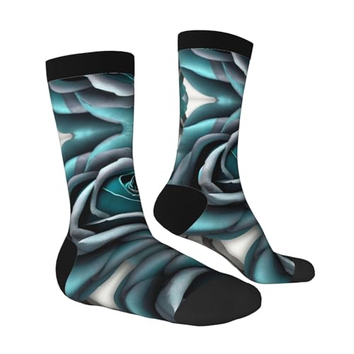 Teal Gray Rose Adult Sports Socks-Men'S Cotton Mid-Calf Socks:A Fusion Of Comfort,Style,And Functionality3