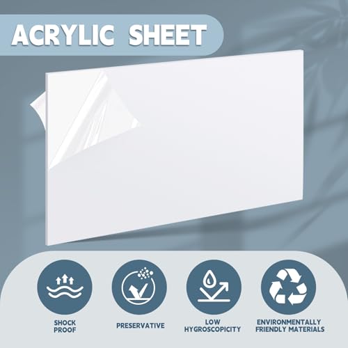 Image of Wonderjune 2 Pcs 1 /4 inch x 12 inch x 24 inch White Acrylic Sheet Translucent Acrylic Sheet 1 /4 Inch Plastic Sheets for DIY Projects, Laser Cutting & Engraving Friendly
