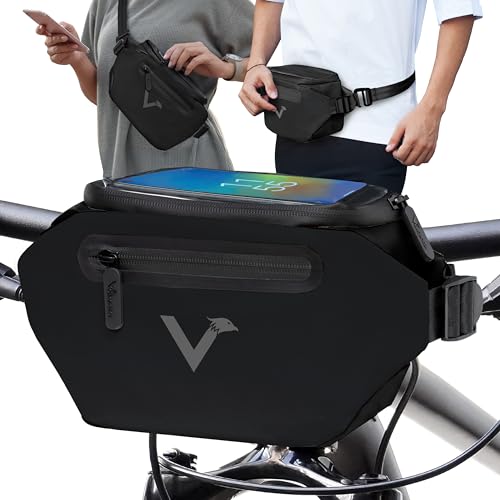 Valkental® x KLICKfix® - 3in1 Fahrradtasche Lenker | Vollreflektierend & Wasserfest - Geeignet als Lenkertasche & Bauchtasche | 4L Volumen | Lenkertasche Fahrrad KLICKfix | Lenkertasche Ebike