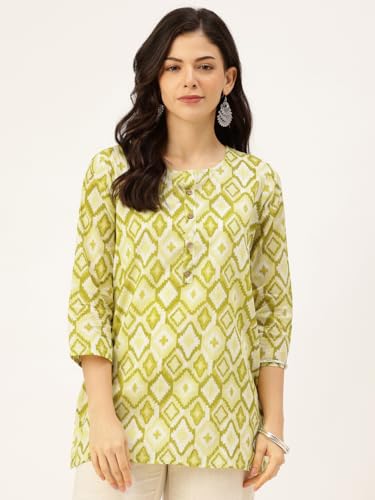 Image of feranoid Printed Top with Round Neck & 3 /4 Sleeves (S-XXL)